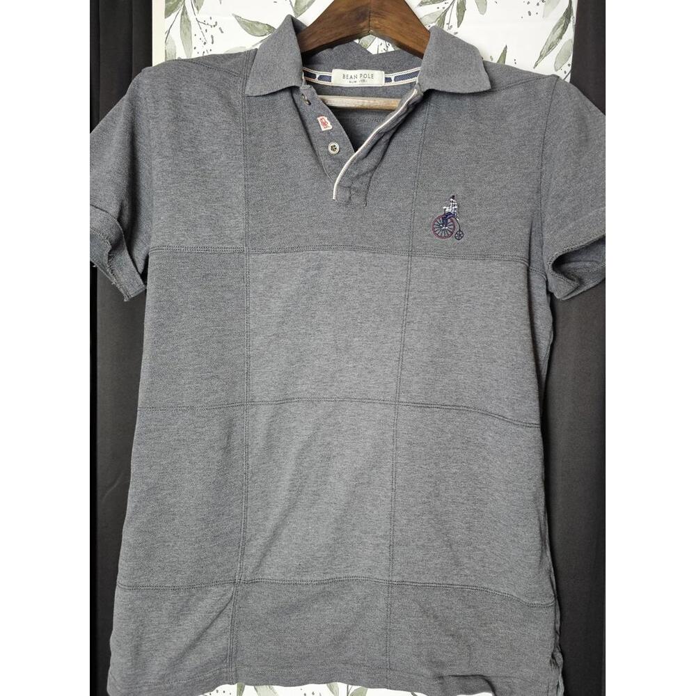 Bean Pole Polo Shirt Gray Mens Size S Embroidered Bicycle